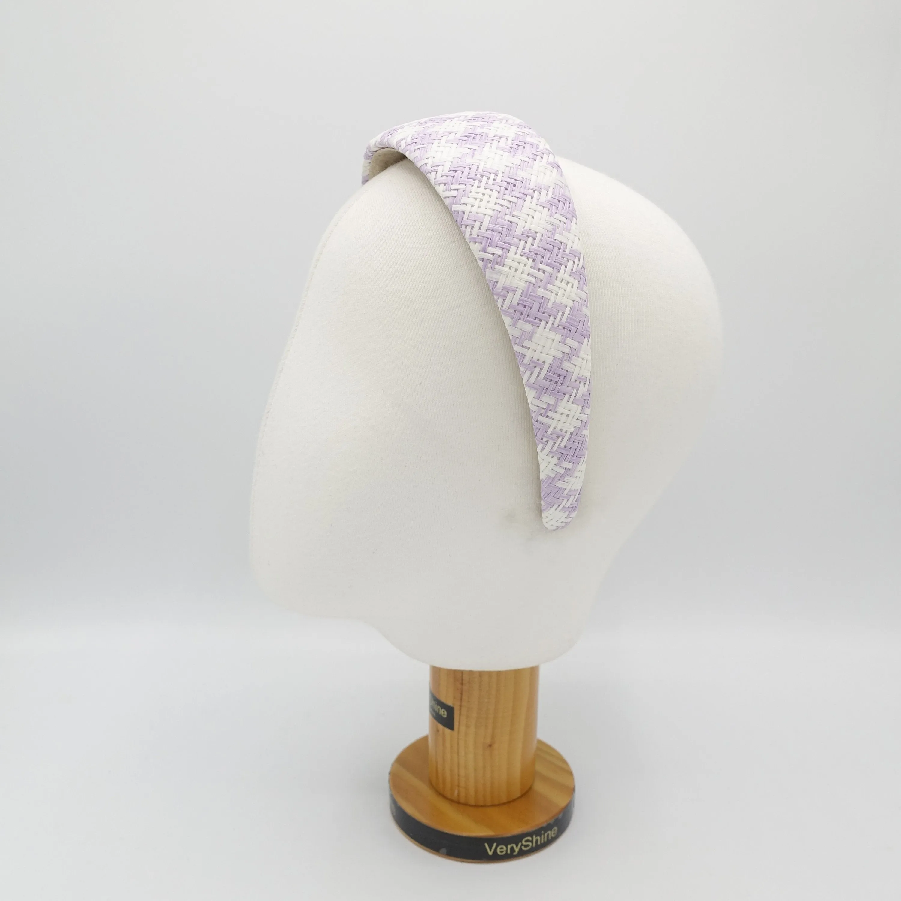 straw woven headband houndstooth padded headband wide stylish hair accessory for women