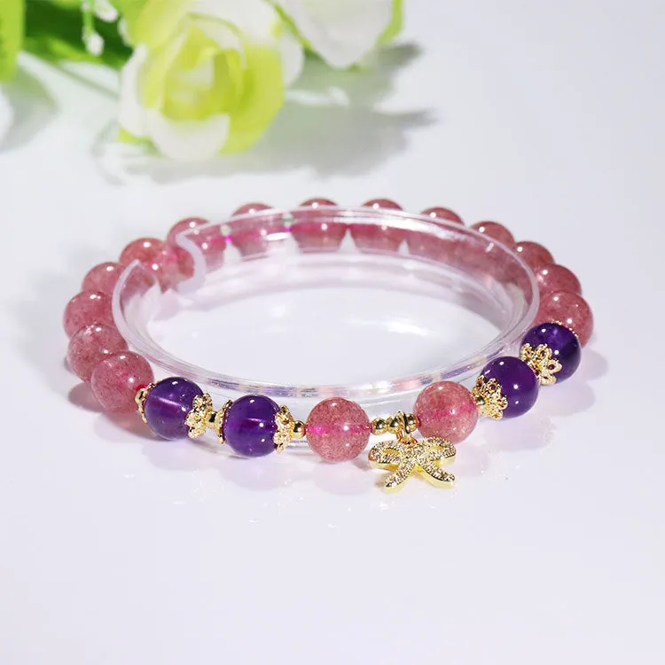 Strawberry Crystal With Amethyst DIY Crystal Bracelet Crystal Bracelet