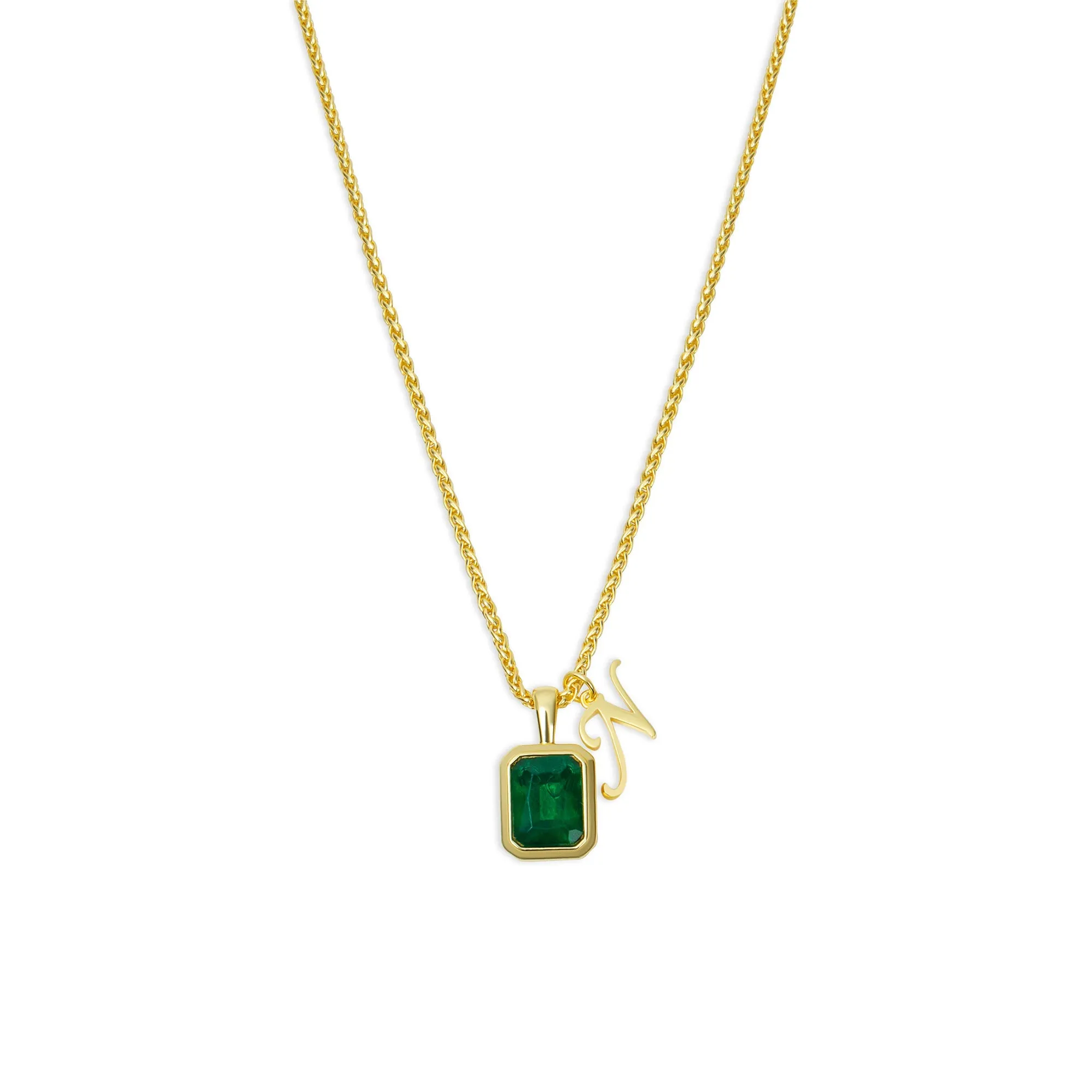 The Emerald Initial Gemstone Necklace