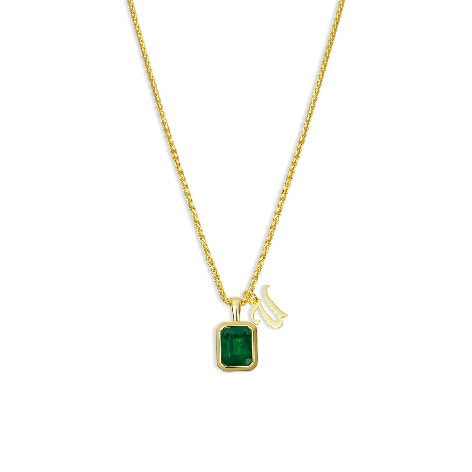 The Emerald Initial Gemstone Necklace