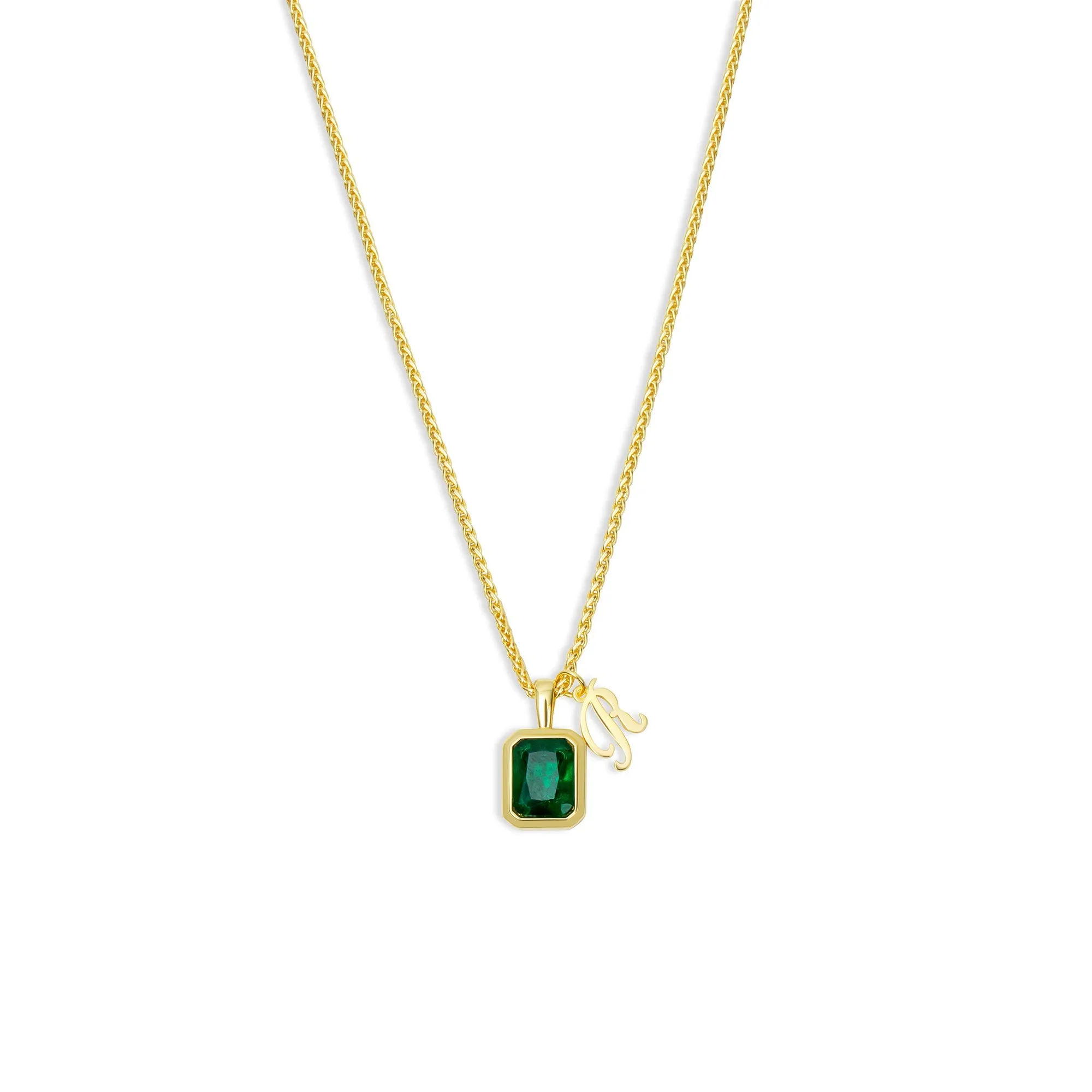 The Emerald Initial Gemstone Necklace