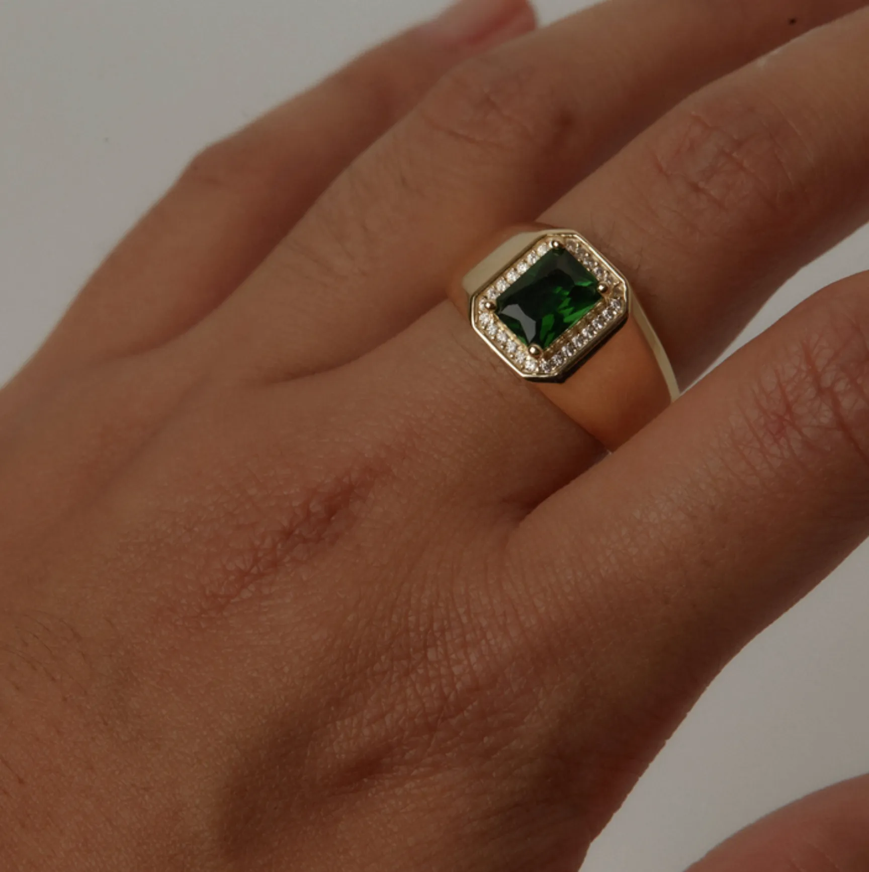 THE EMERALD PAVE' SIGNET RING