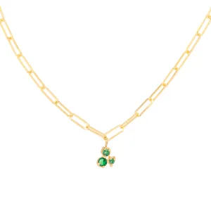 Tiny Emerald Trio Paper Clip Necklace