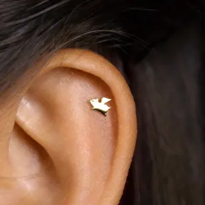Tiny Flying Pig Stud Earrings, Unisex, Gold, Silver SHEMISLI SS839 Butterfly End, SS840 Screw Ball End (Type A) LR