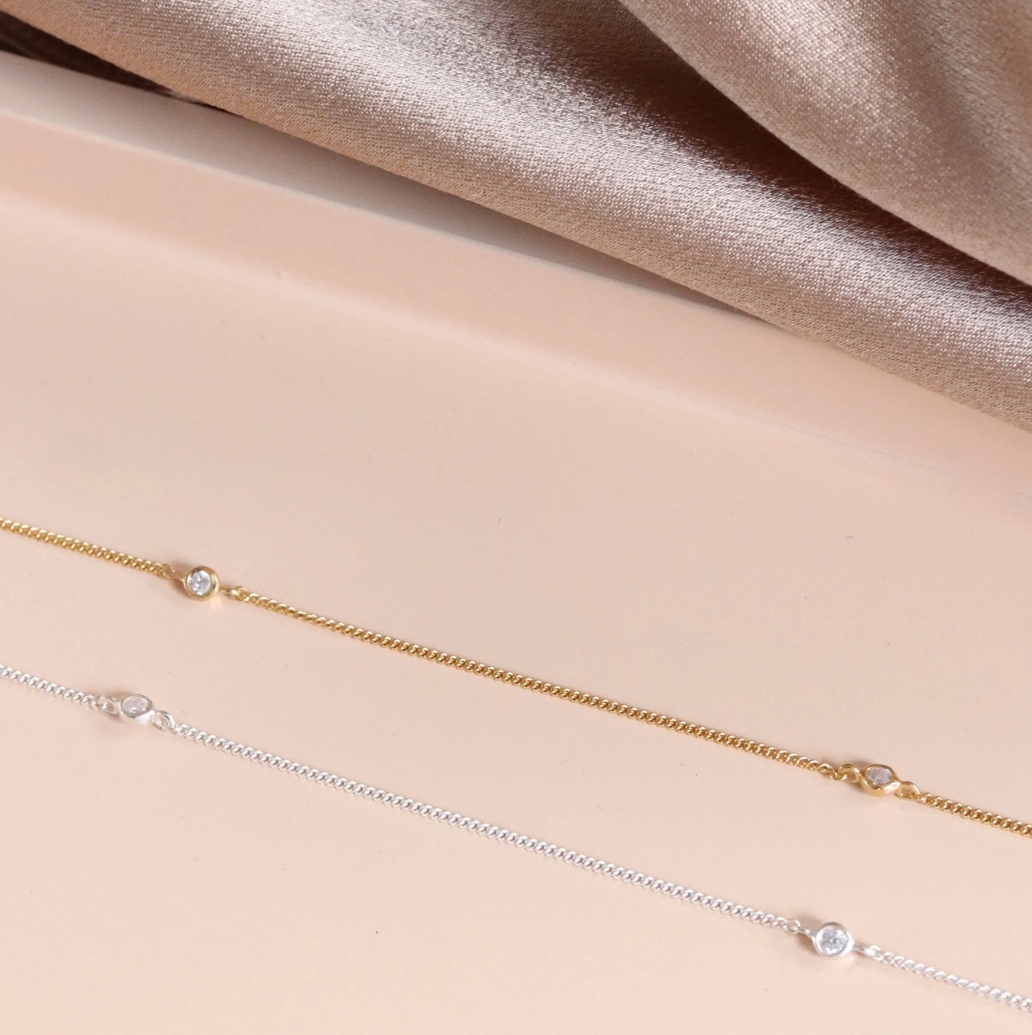 Tiny Love Necklace - Cubic Zirconia & Silver
