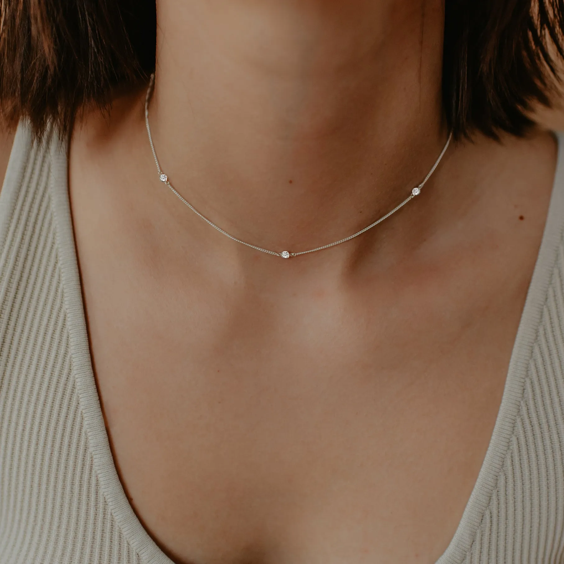 Tiny Love Necklace - Cubic Zirconia & Silver