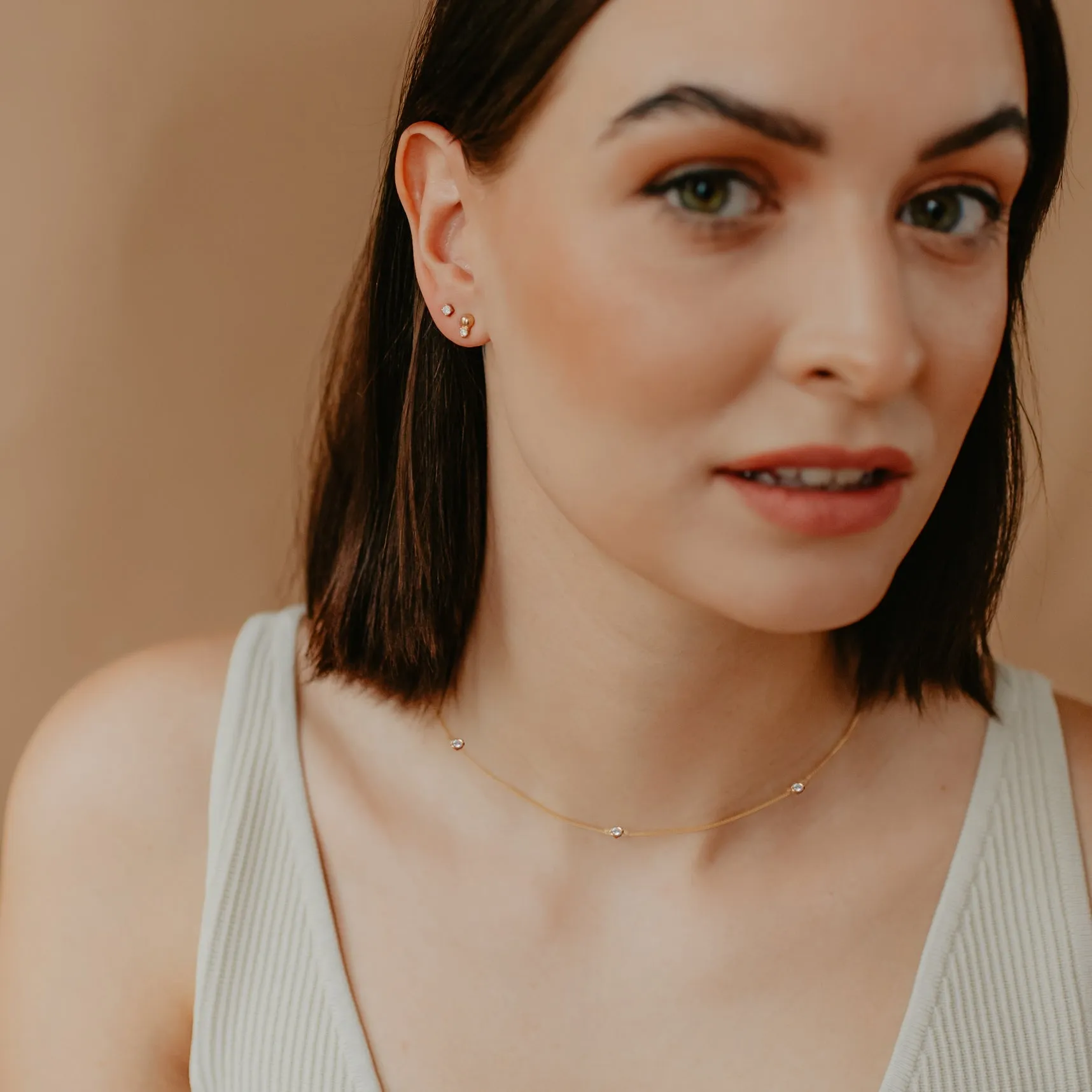 Tiny Love Necklace - Cubic Zirconia & Silver