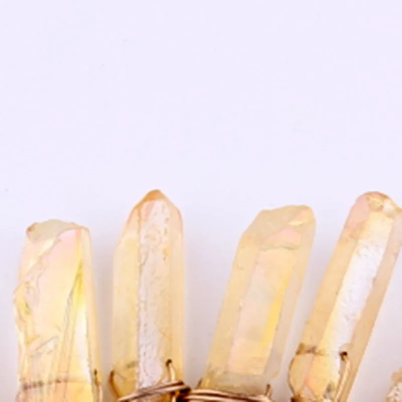Titanium Aqua Aura Quartz Crystal Drop Earring