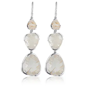 TO THE POWER OF THREE EARRINGS - RUTILATED QUARTZ