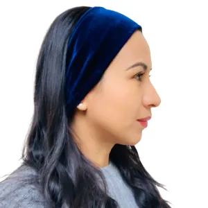 Top Knot Velvet Headband (Dark Blue)