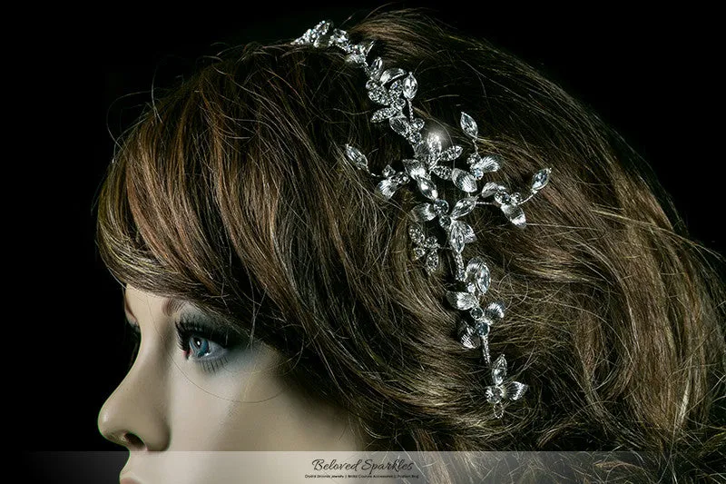 Trista Silver Leaf Hair Tie Headband | Swarovski Crystal