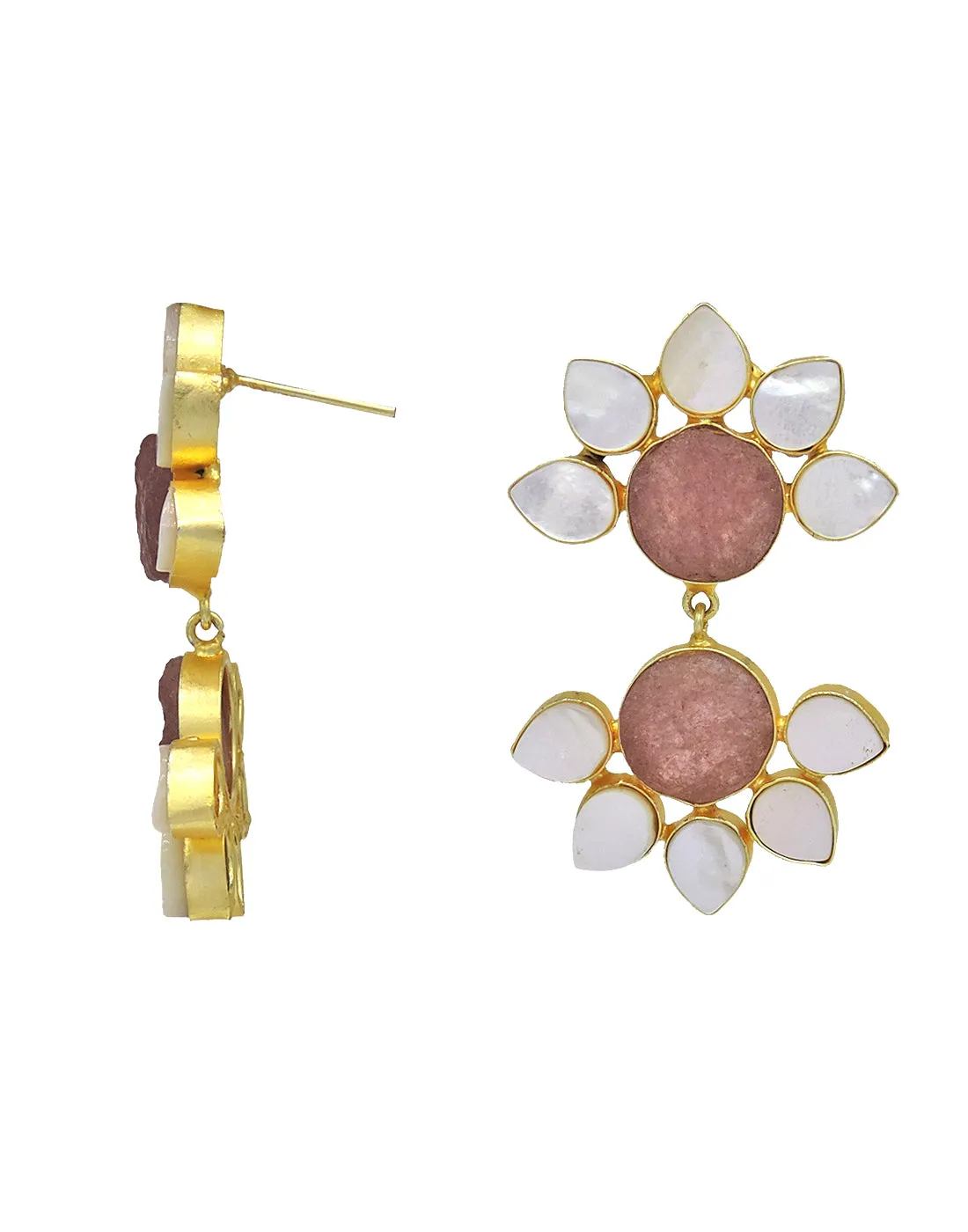 Twin Flora Earrings (Quartz)