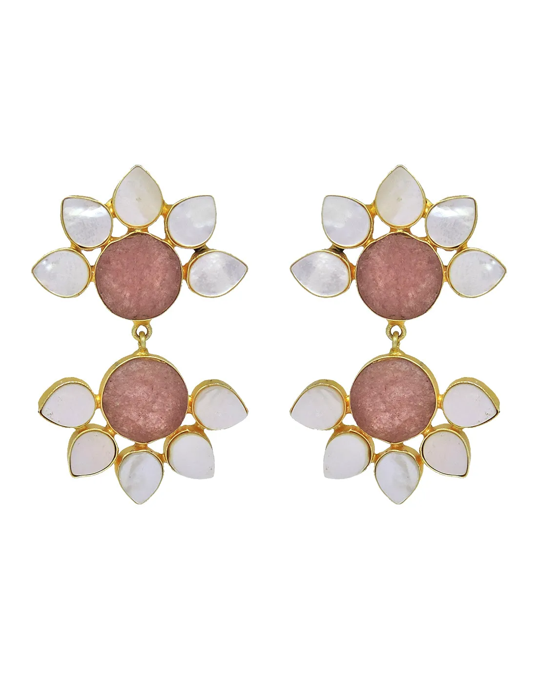 Twin Flora Earrings (Quartz)