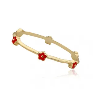 Twin Stars Dainty Flowers Bangle In Red