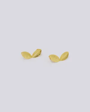 Two Golden Tiny Leaf Earrings