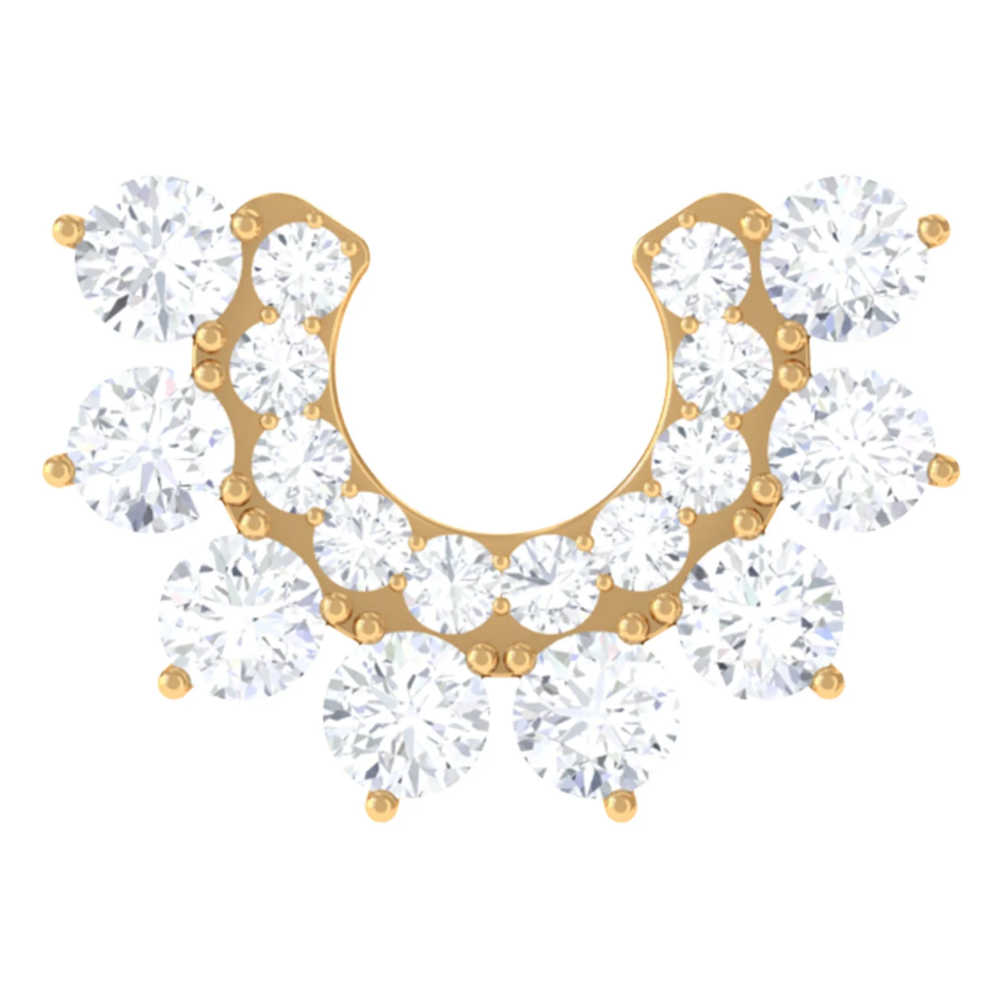 Unique Diamond Curved Earring for Helix Piercing