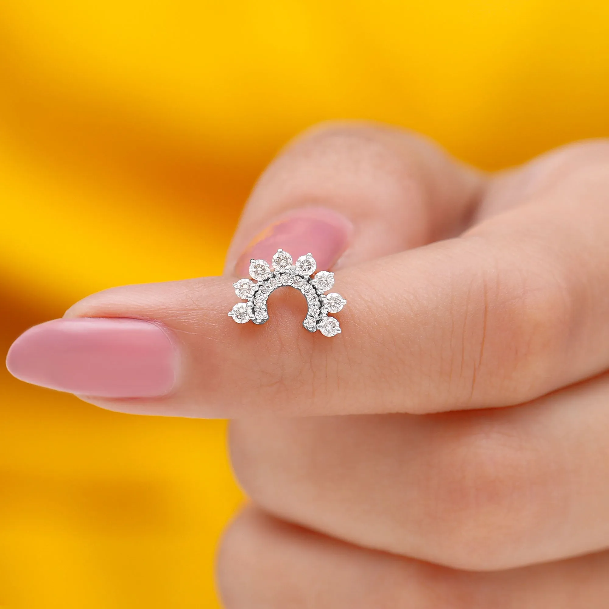 Unique Diamond Curved Earring for Helix Piercing
