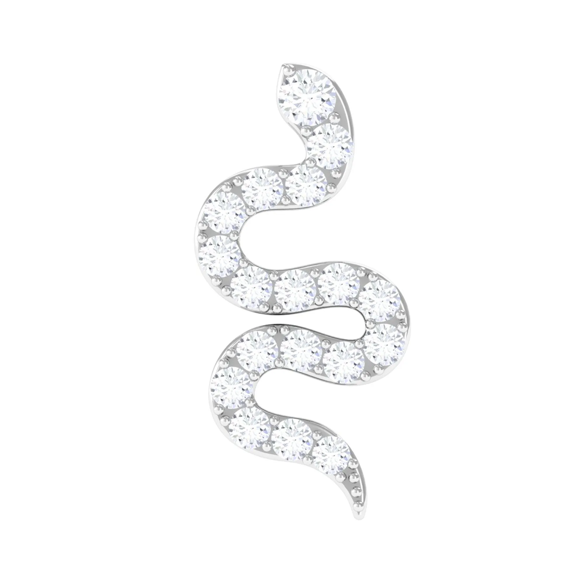 Unique Moissanite Snake Crawler Cartilage Earring in Gold