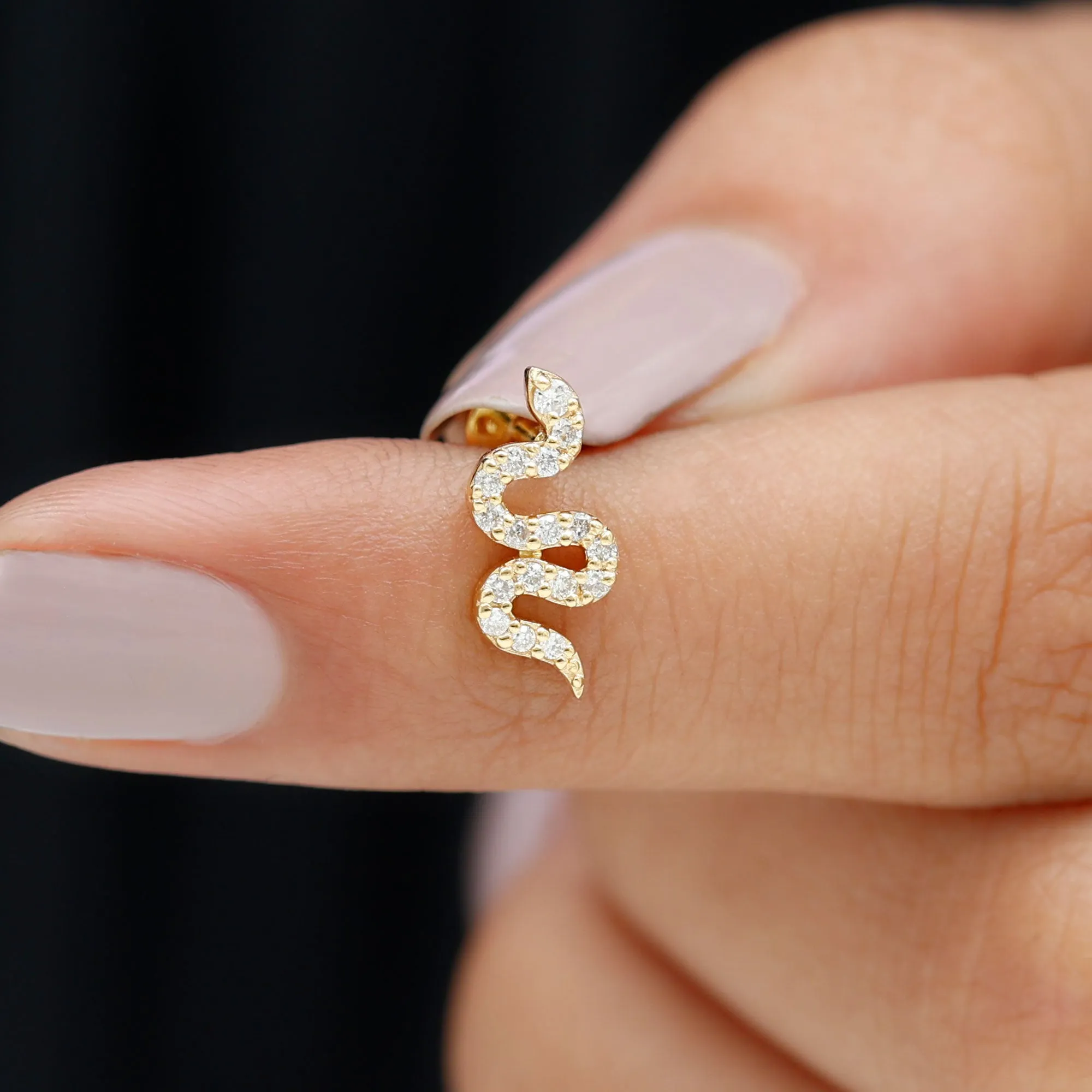 Unique Moissanite Snake Crawler Cartilage Earring in Gold