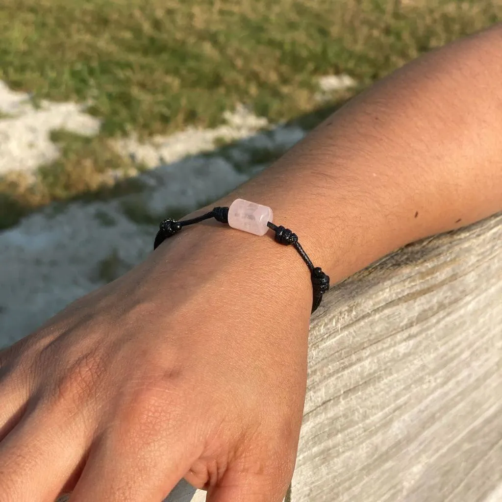 Unisex Rose Quartz Cylinder Bracelet