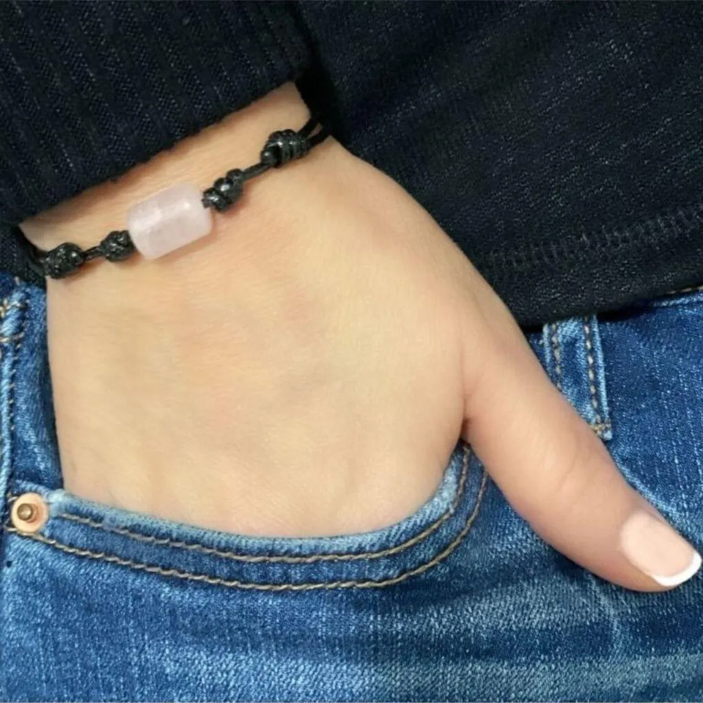 Unisex Rose Quartz Cylinder Bracelet