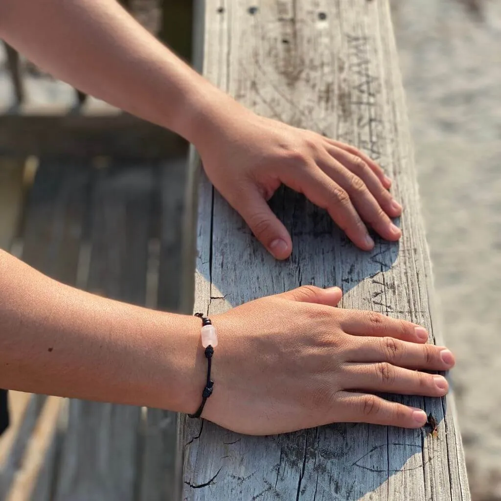 Unisex Rose Quartz Cylinder Bracelet