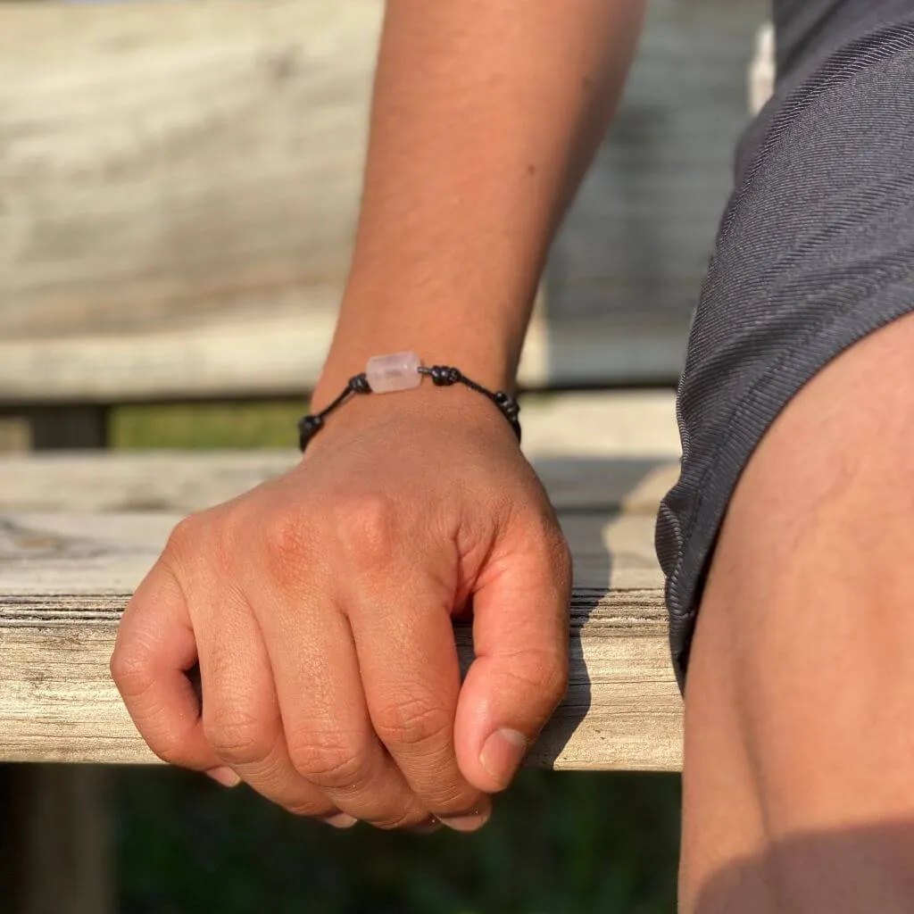 Unisex Rose Quartz Cylinder Bracelet