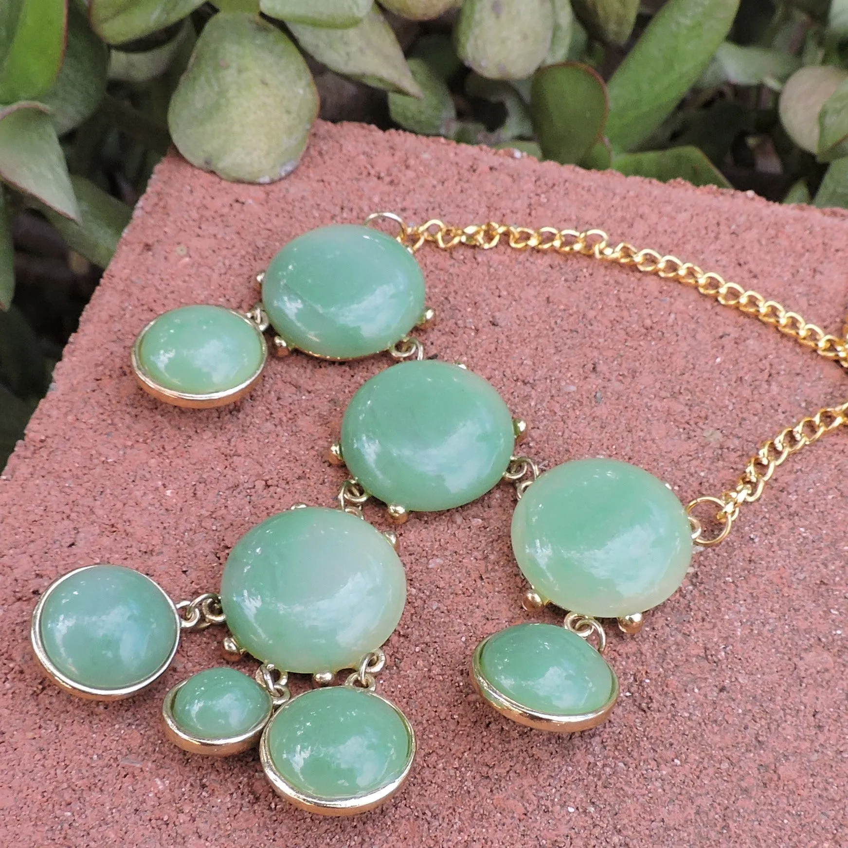 Variegated Green Stone Dangle Earrings