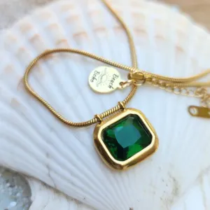 VERTE & CLEAR - EMERALD / CRYSTAL CZ SNAKE CHAIN NECKLACE