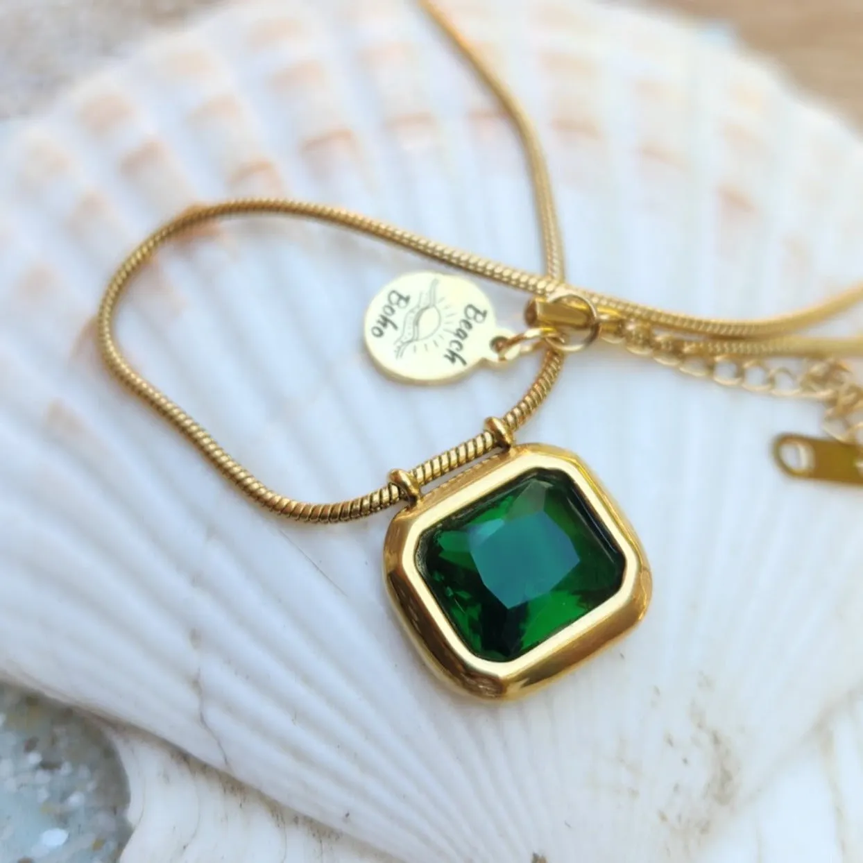 VERTE & CLEAR - EMERALD / CRYSTAL CZ SNAKE CHAIN NECKLACE