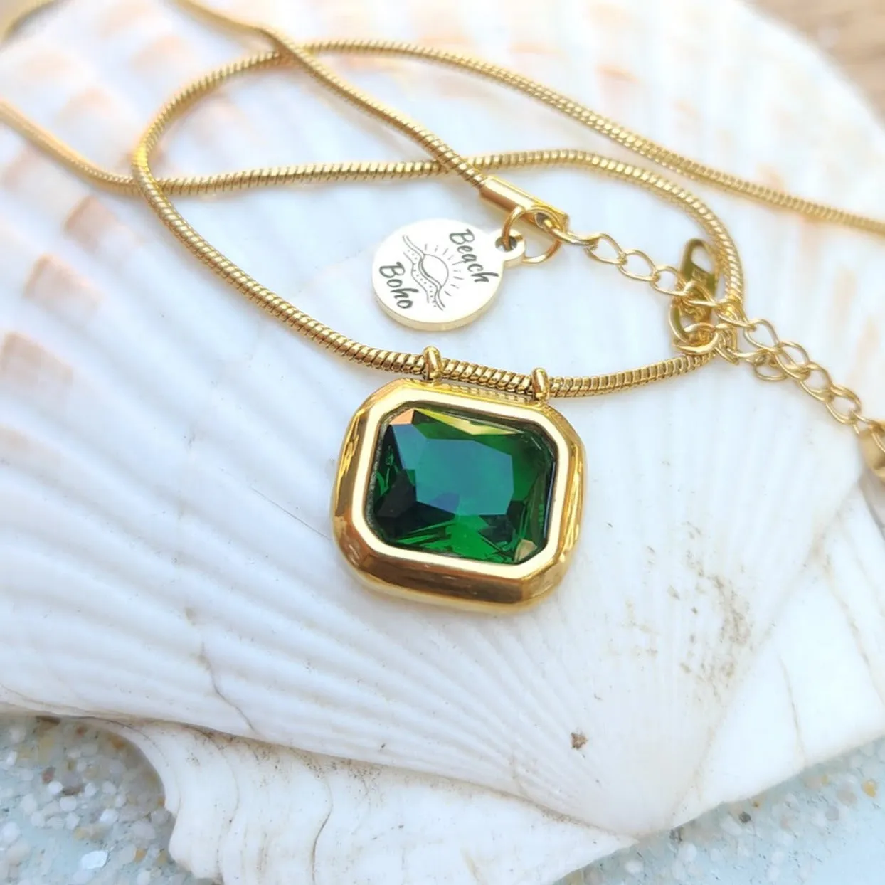 VERTE & CLEAR - EMERALD / CRYSTAL CZ SNAKE CHAIN NECKLACE