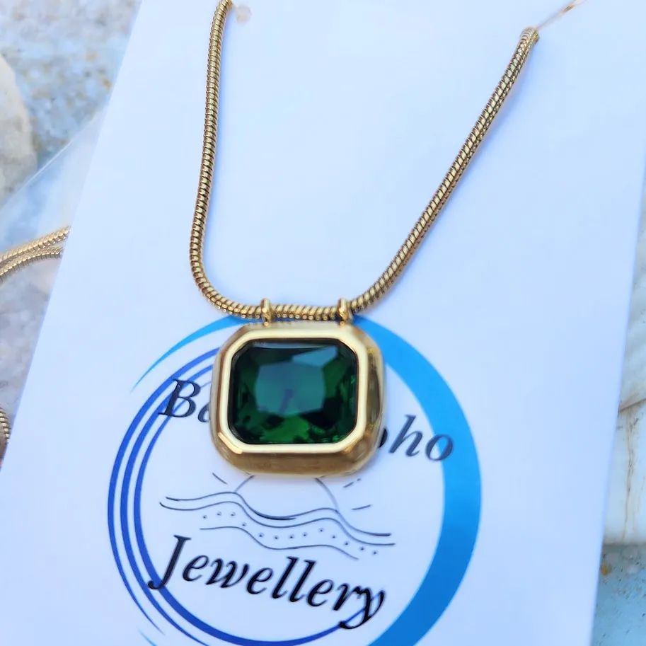 VERTE & CLEAR - EMERALD / CRYSTAL CZ SNAKE CHAIN NECKLACE