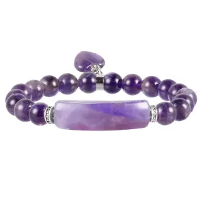 VINCHIC 8MM Amethyst Bracelet Love Heart Stretch Bracelet Energy Crystal Bracelet for Women Girls