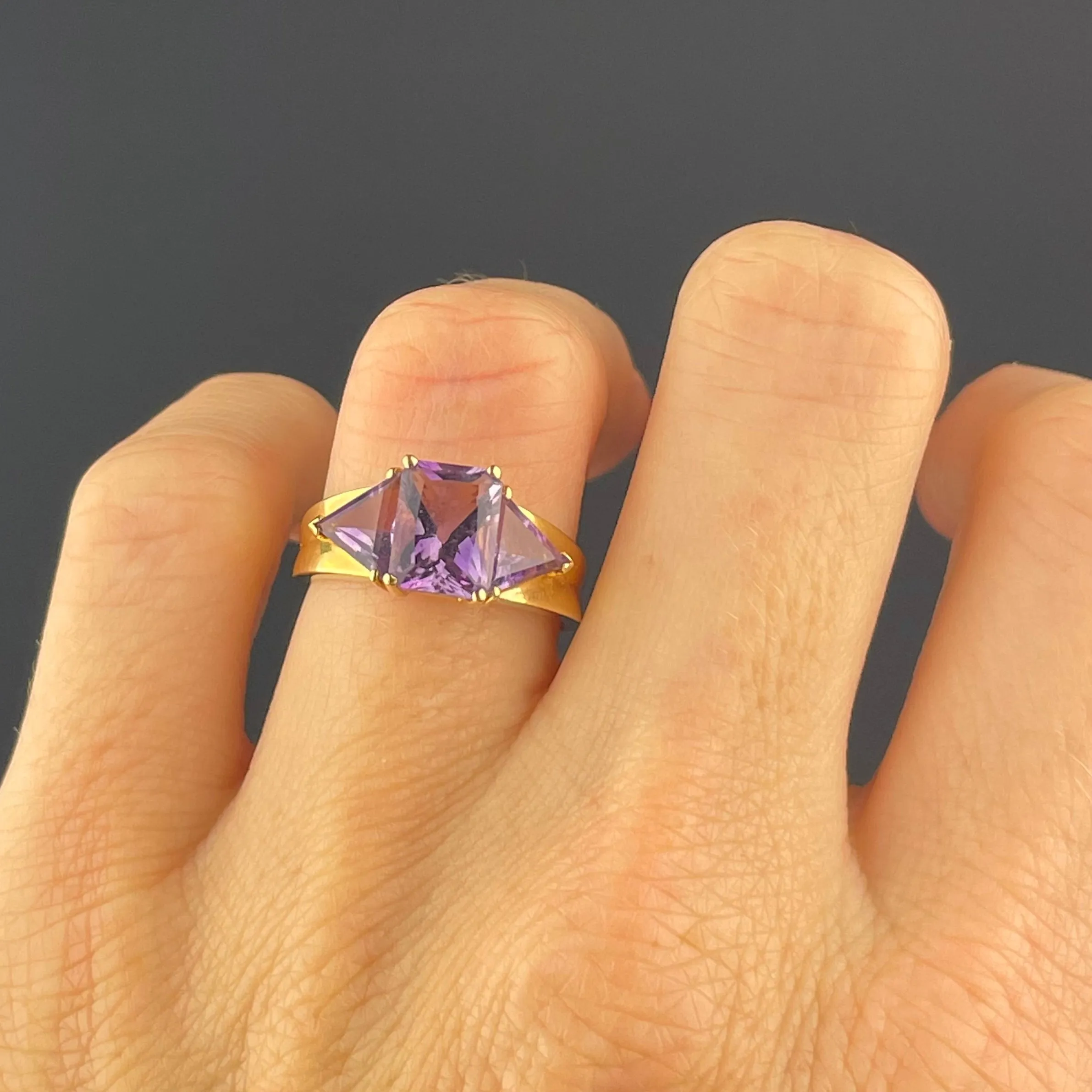 Vintage 14K Gold Amethyst Statement Ring