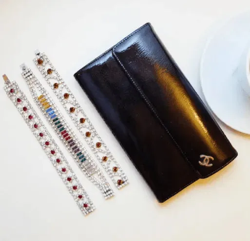 Vintage 1950s Amber Diamante Bracelet