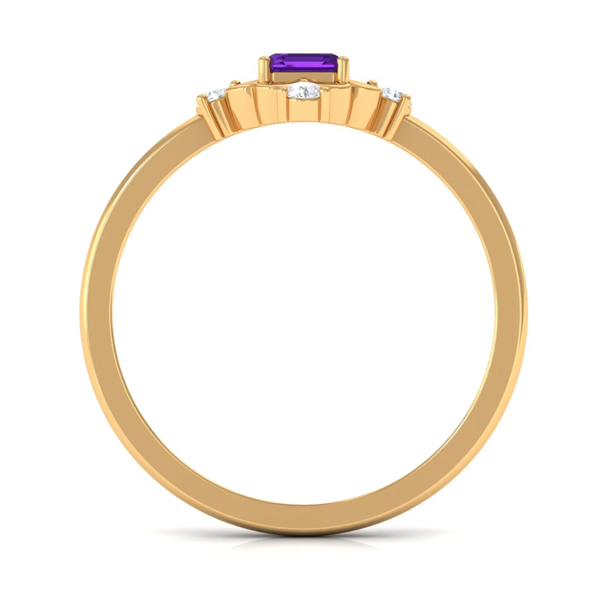Vintage Inspired Amethyst Solitaire Ring with Diamond