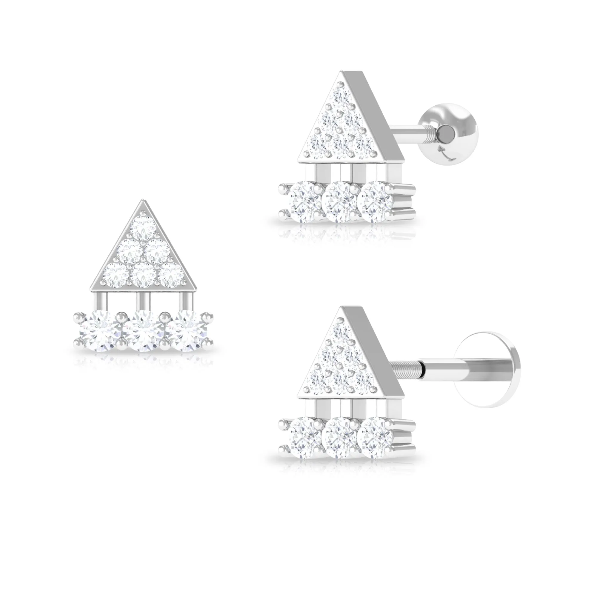 Vintage Inspired Moissanite Triangle Cartilage Earring