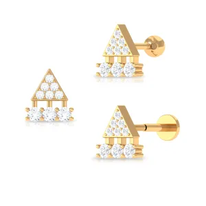 Vintage Inspired Moissanite Triangle Cartilage Earring