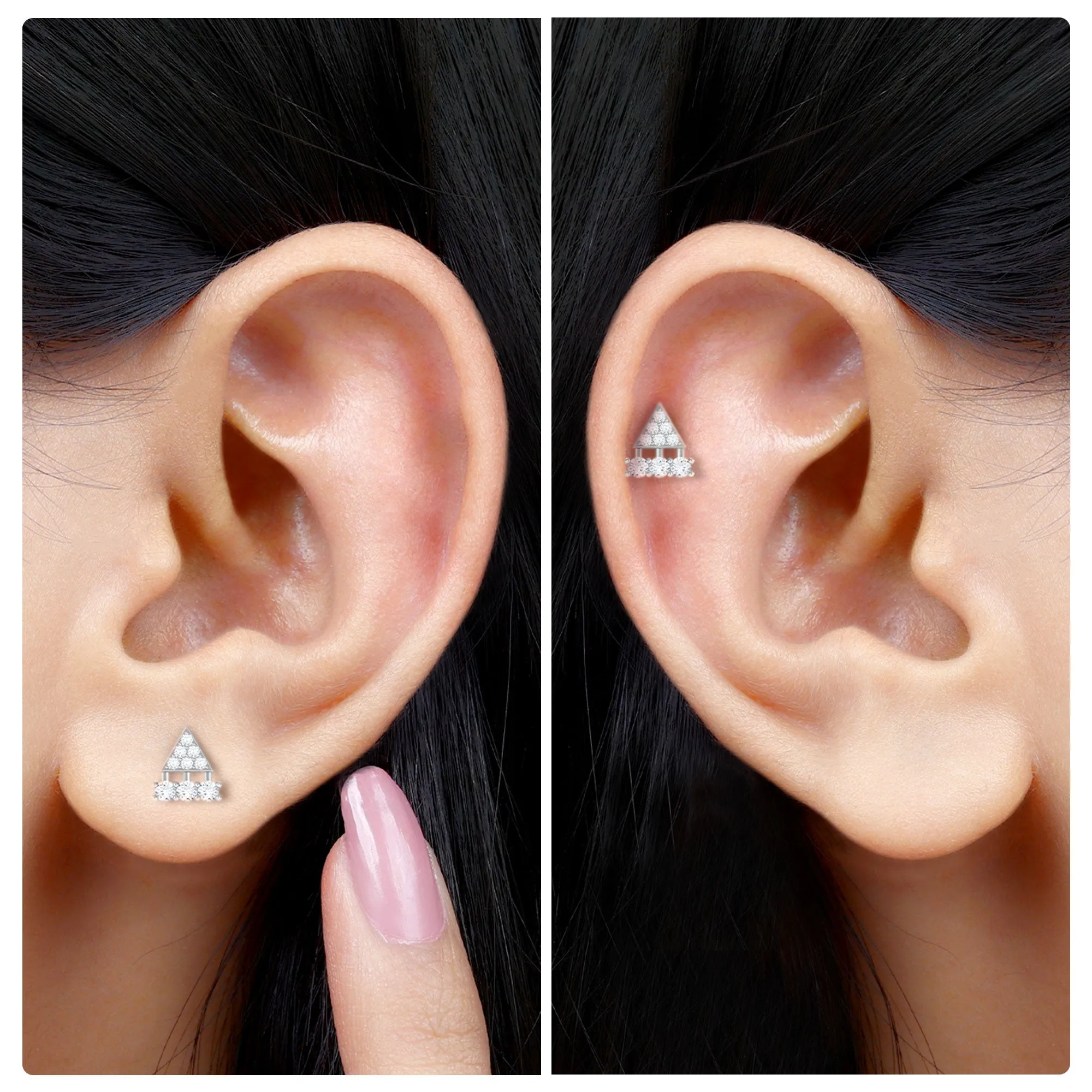 Vintage Inspired Moissanite Triangle Cartilage Earring