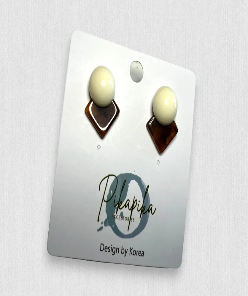Vintage Resin Stud Earrings Geometric