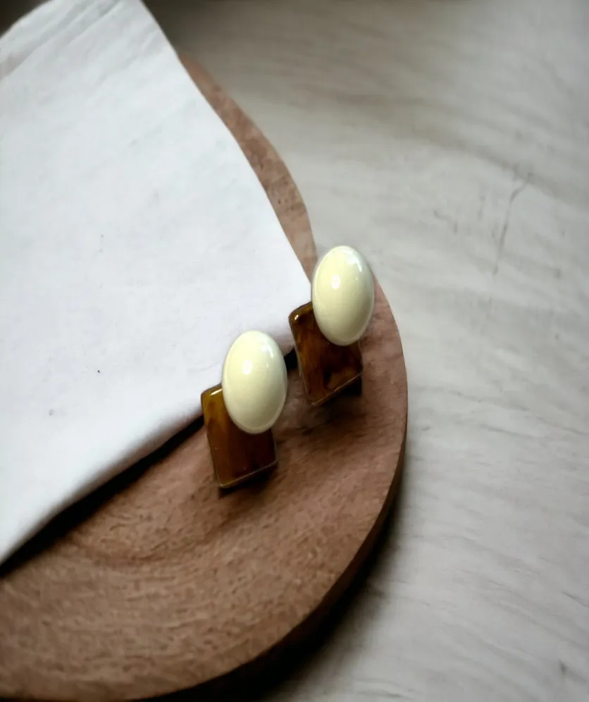 Vintage Resin Stud Earrings Geometric