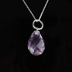 Vintage White Gold Briolette Pear Cut Amethyst Pendant Necklace