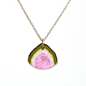 Watermelon Tourmaline Necklace 14k Gold