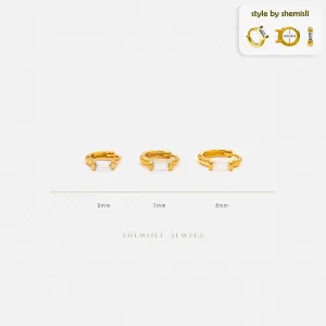 White Baguette Helix Hoop Earrings, Huggies, Unisex, Gold, Silver SHEMISLI - SH294, SH295, SH296