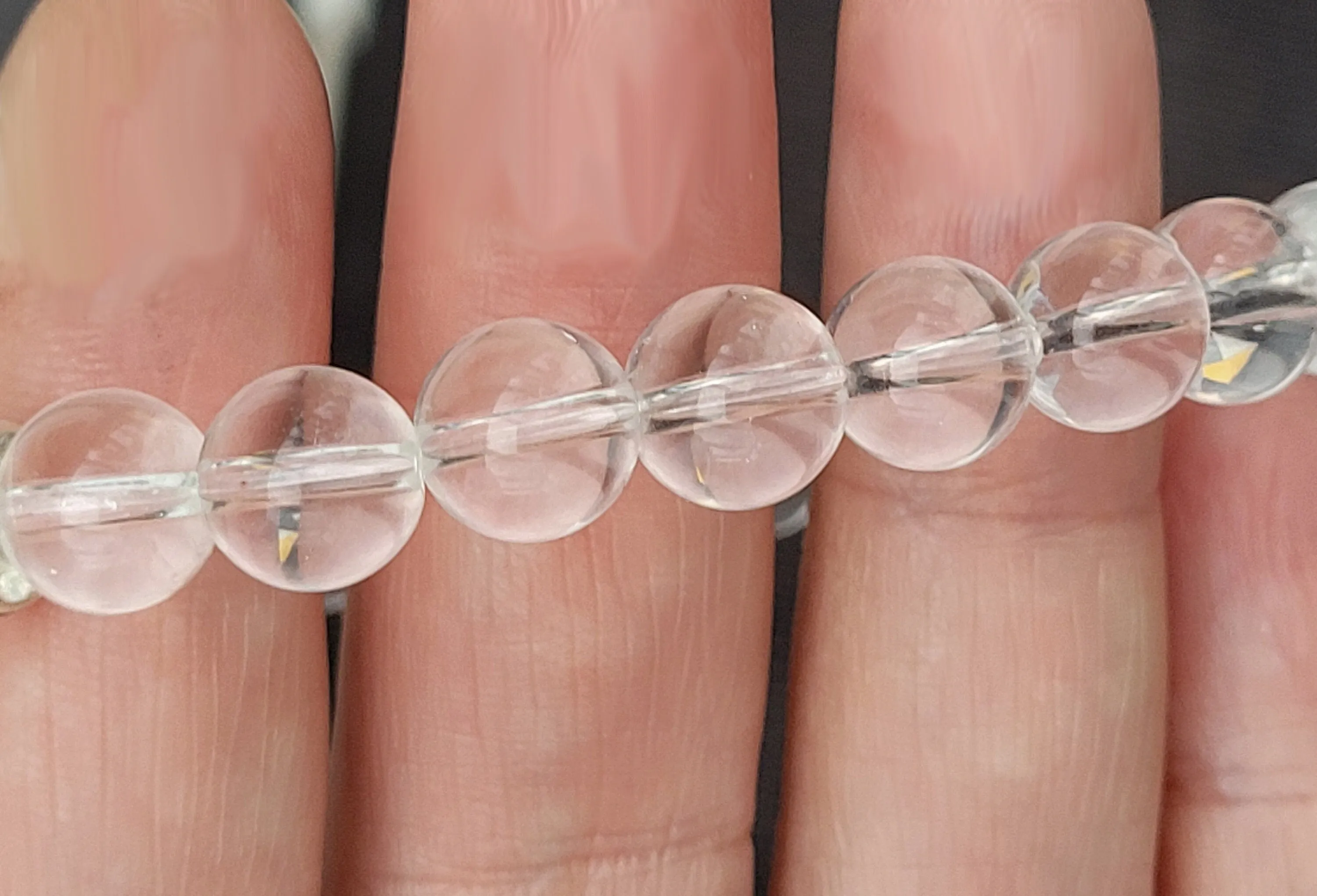 White Stone Bracelet, 100% Natural Clear Quartz Bracelet, 8 mm Gemstone Bracelet, Clear Quartz Stone, Round Bead Bangle Bracelet, Healing