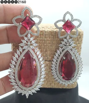 Women's Designer American Diamond Antique Stone Earrings Set