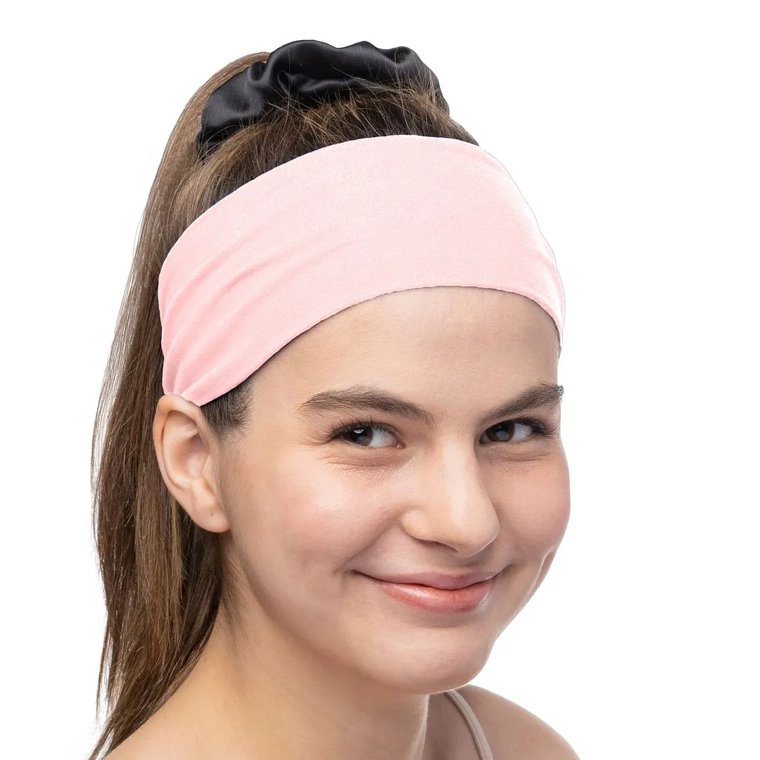 Women's Headbands Cotton Jersey 3" Wide Yoga Fitness Fashion Made in the USA Blush