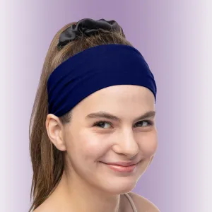 Women's Headbands Cotton Jersey 3" Wide Yoga Fitness Fashion Made in the USA Navy