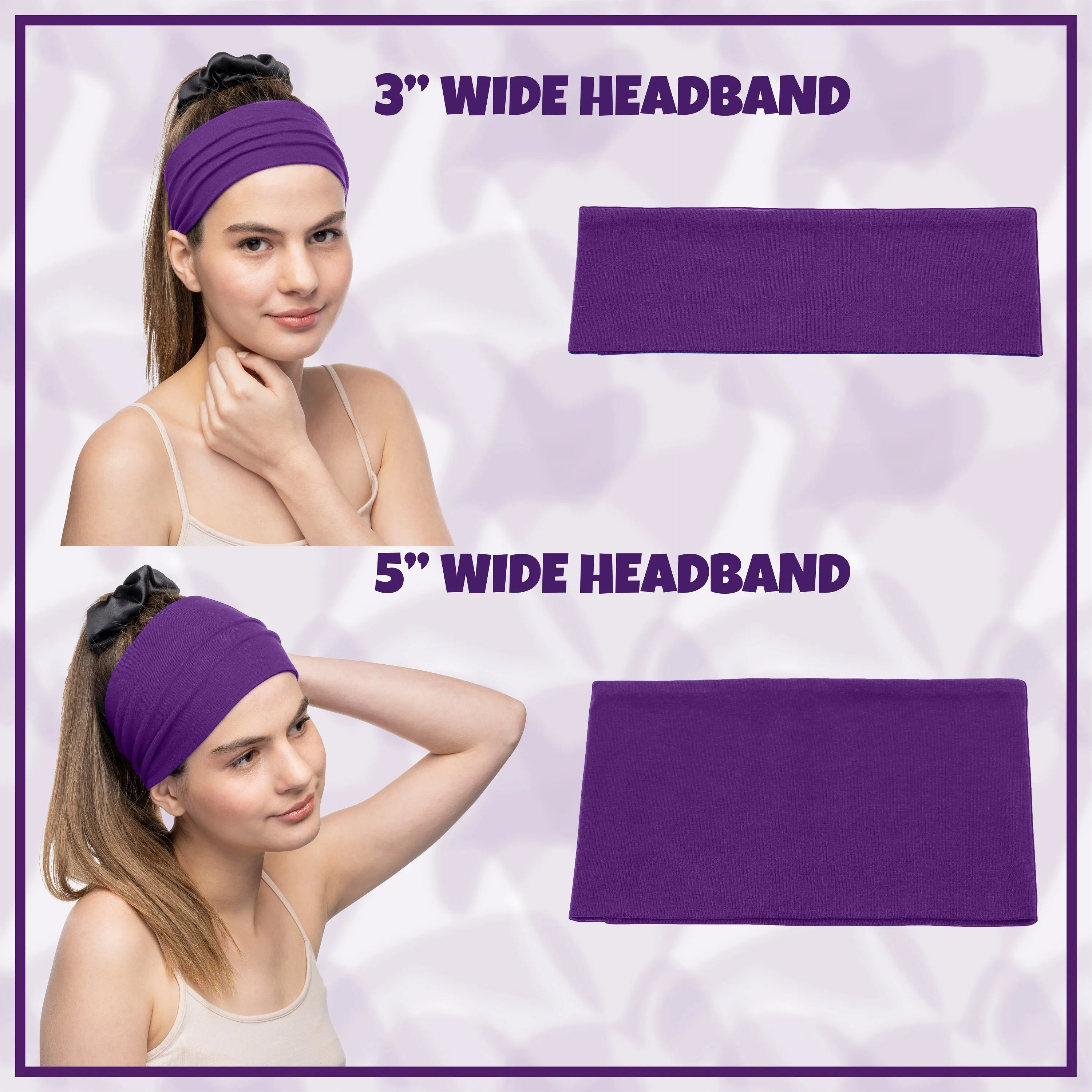 Women's Headbands Cotton Jersey 3" Wide Yoga Fitness Fashion Made in the USA Navy