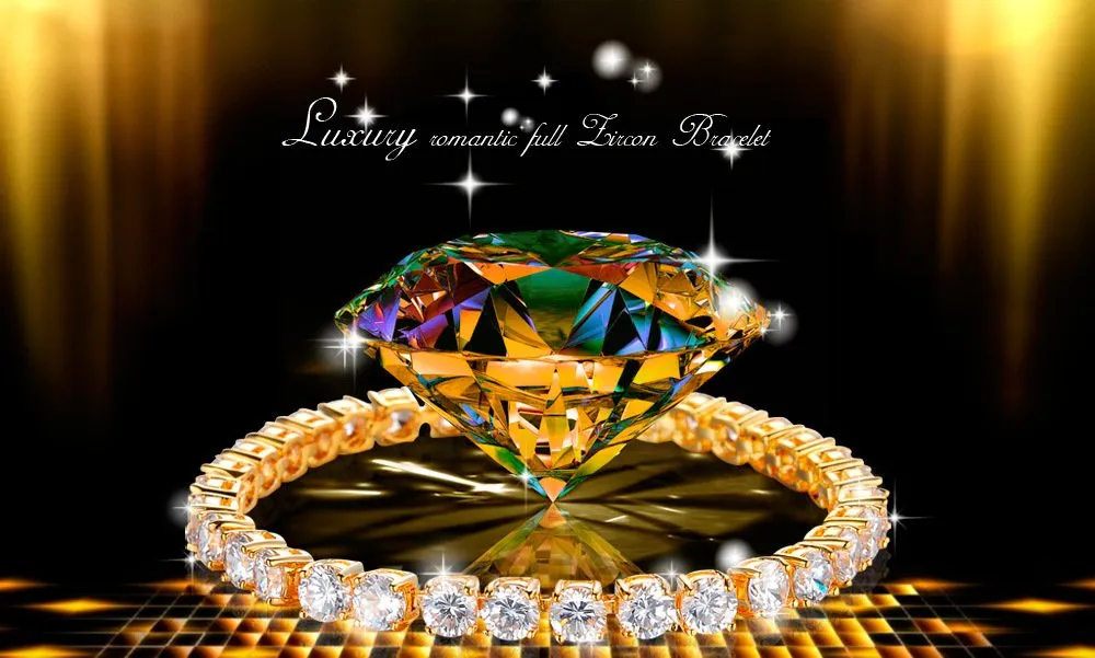Yellow Chimes Crystal Bracelet Swarovski 18K Gold Plated Circle Chain Bracelet for Women and Girls